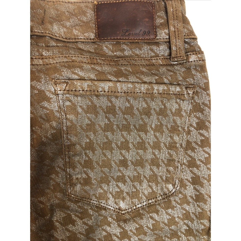 Level 99 Anthropologie Jeans Womens 25 Brown Silver Metallic Janice Ultra Skinny - Picture 5 of 13